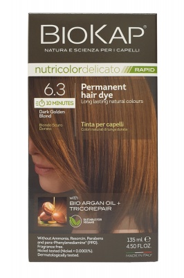 BioKap Nutricolor Delicato RAPID Dark Golden Blond 6.3 Permanent Hair Dye 135ml